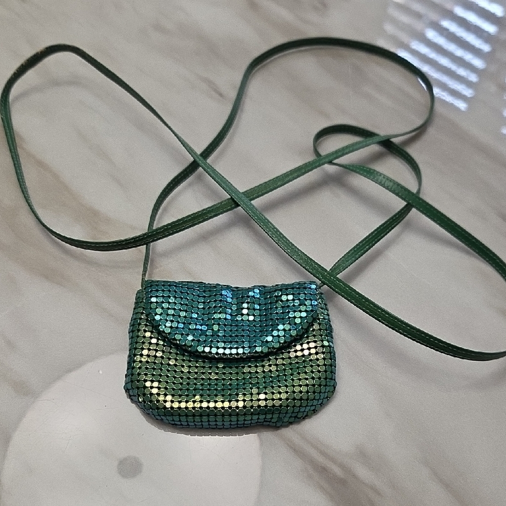 Bloomingdale's Sparkling Green Crossbody Change purse